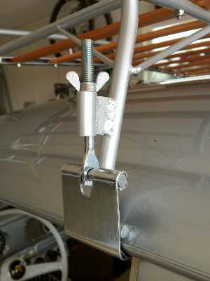 A classic Mini roof rack anchoring tether